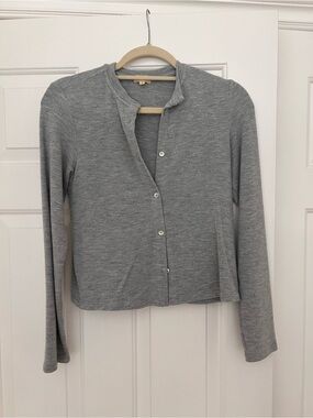 DONNI. Light Grey Button-Front Women's Cardigan